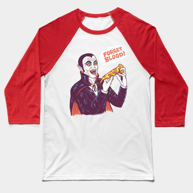 Vampizza Baseball T-Shirt by Hillary White Rabbit